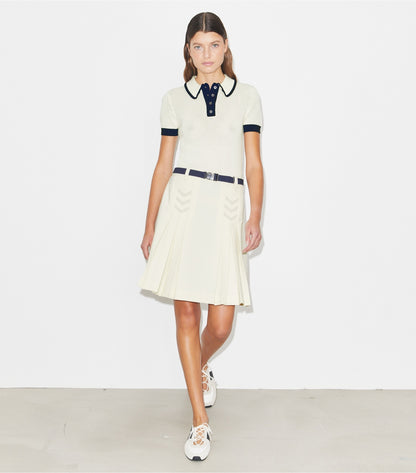 Tory Burch Pleated Stretch Golf Skirt - New Ivory