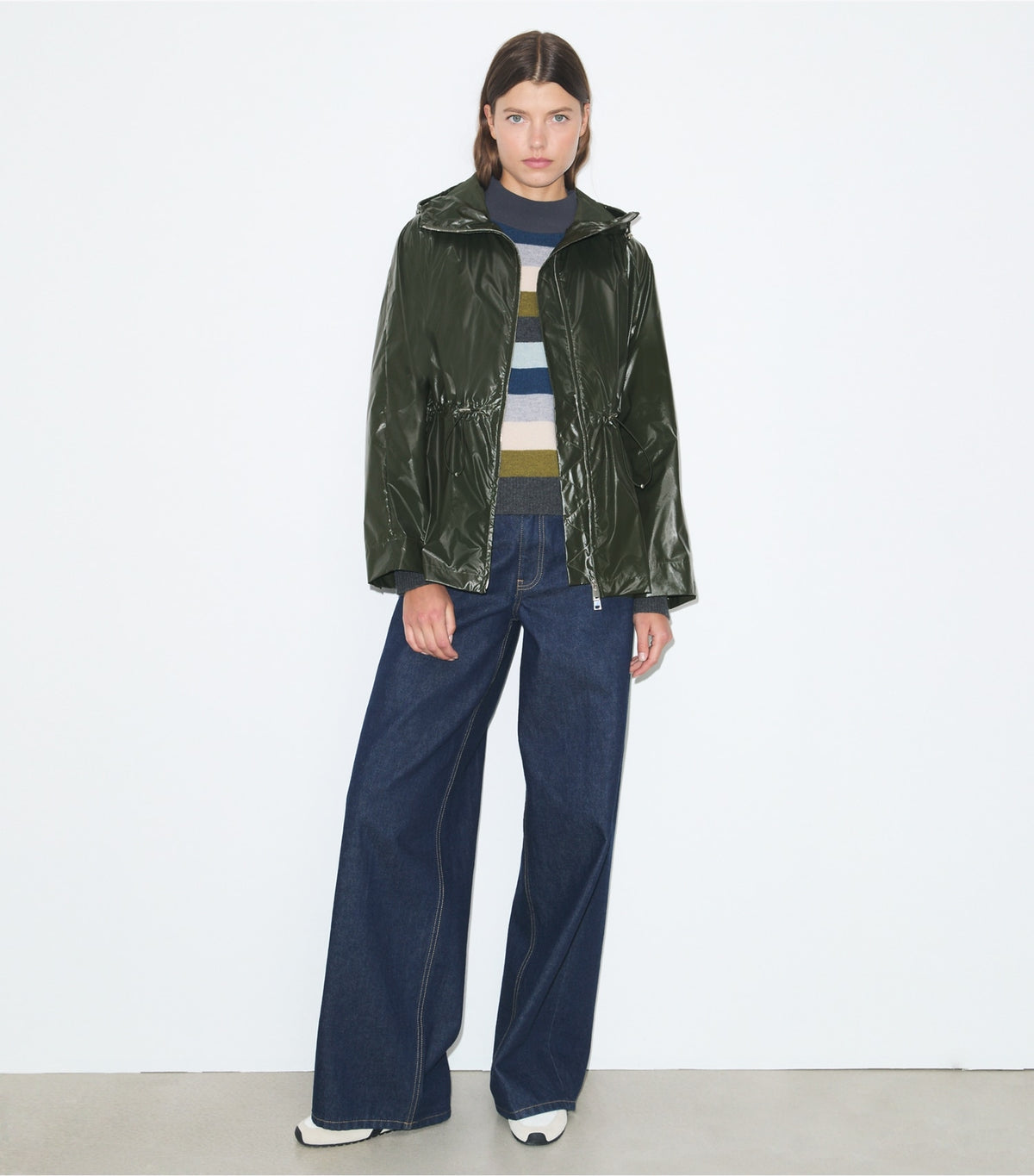 Tory Burch Nylon Cinched Jacket - Olive Green