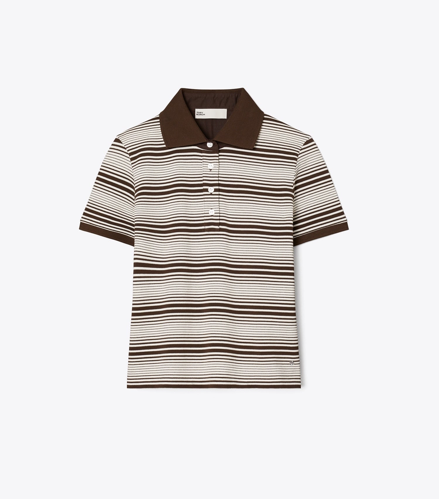 Tory Burch Little Grumps Cotton Polo - Chocolate Stripe