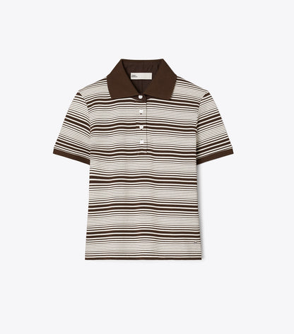 Tory Burch Little Grumps Cotton Polo - Chocolate Stripe