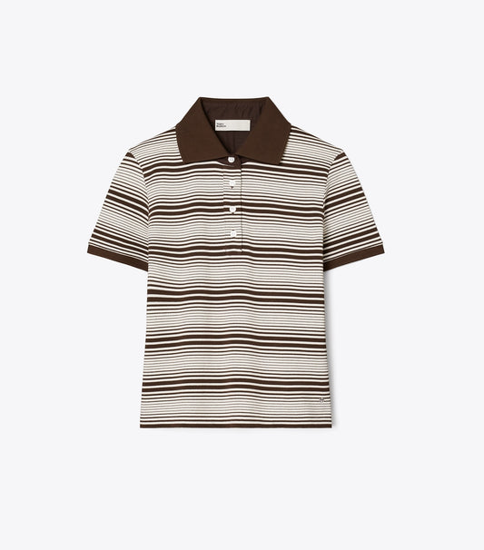 Tory Burch Little Grumps Cotton Polo - Chocolate Stripe