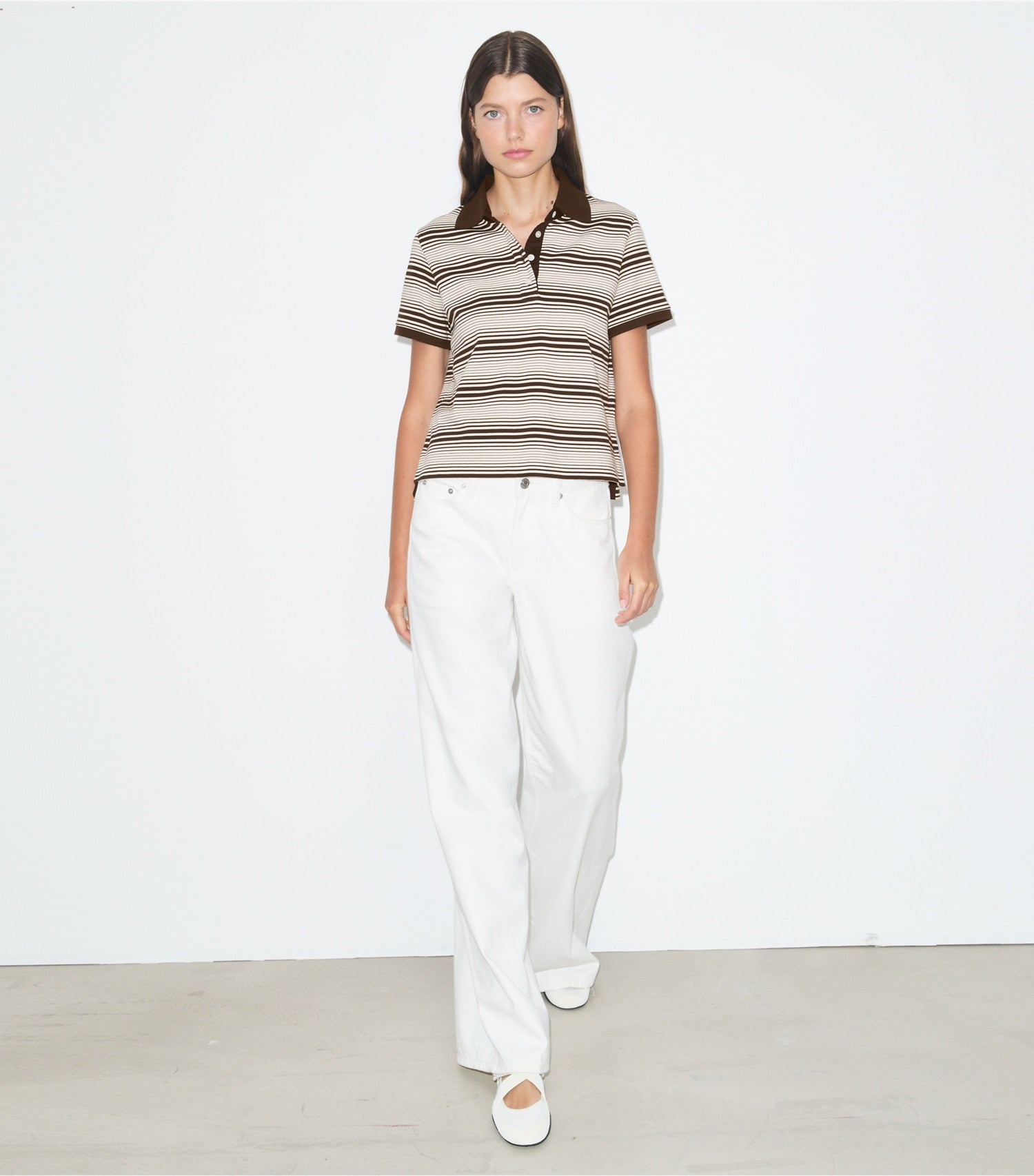 Tory Burch Little Grumps Cotton Polo - Chocolate Stripe