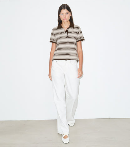 Tory Burch Little Grumps Cotton Polo - Chocolate Stripe