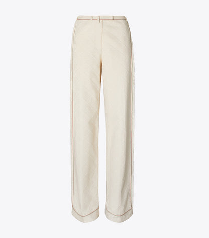 Tory Burch T Monogram Denim Pant - White / Ivory T Monogram