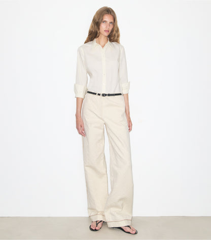 Tory Burch T Monogram Denim Pant - White / Ivory T Monogram