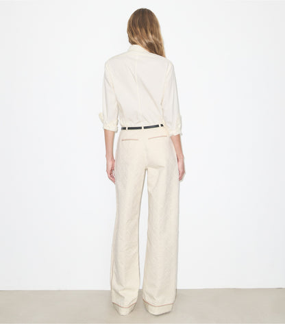 Tory Burch T Monogram Denim Pant - White / Ivory T Monogram