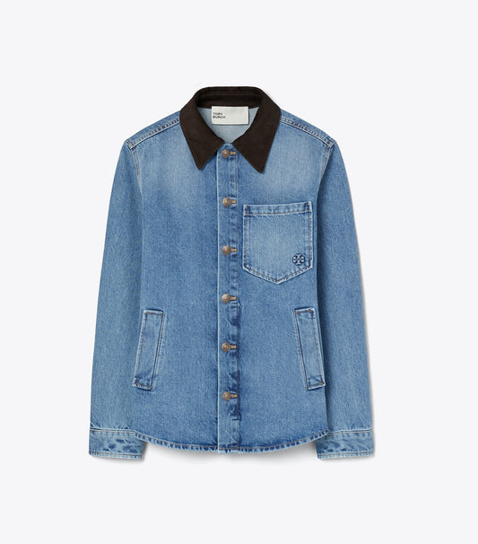 Tory Burch Denim Shirt Jacket - Light Vintage Wash