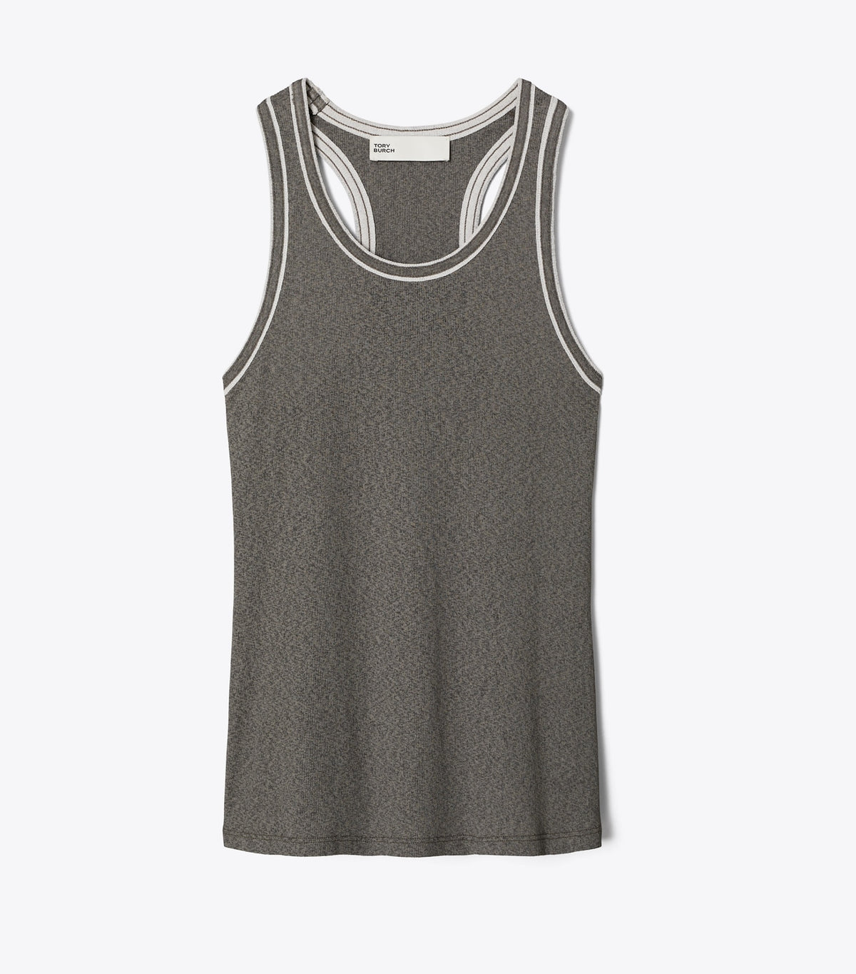 Tory Burch Ribbed Tank Top - Gray  / Light Gray