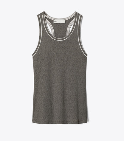 Tory Burch Ribbed Tank Top - Gray  / Light Gray