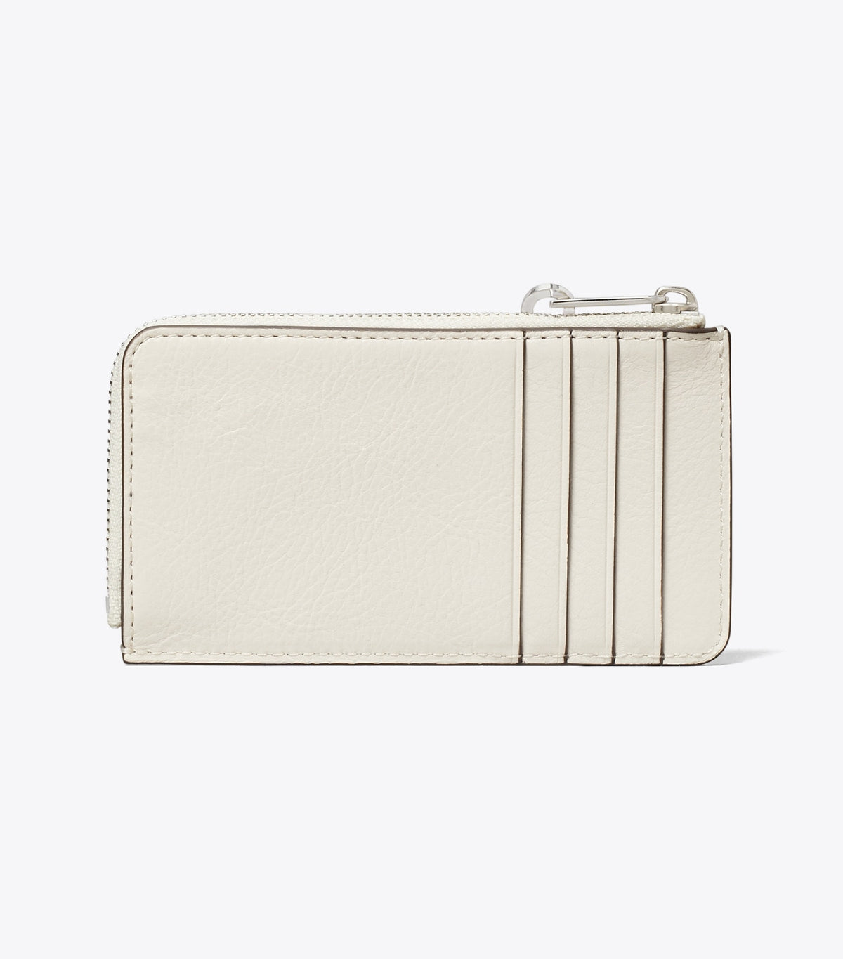 Tory Burch Charlie Quilted Zip Card Case - Light Cream / Charms