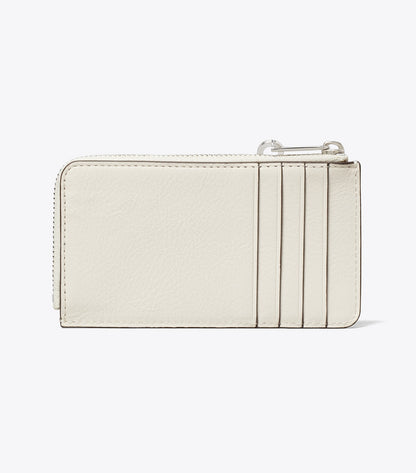 Tory Burch Charlie Quilted Zip Card Case - Light Cream / Charms