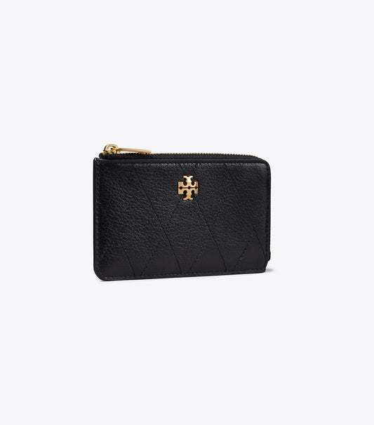 Tory Burch Charlie Quilted Zip Card Case - Black