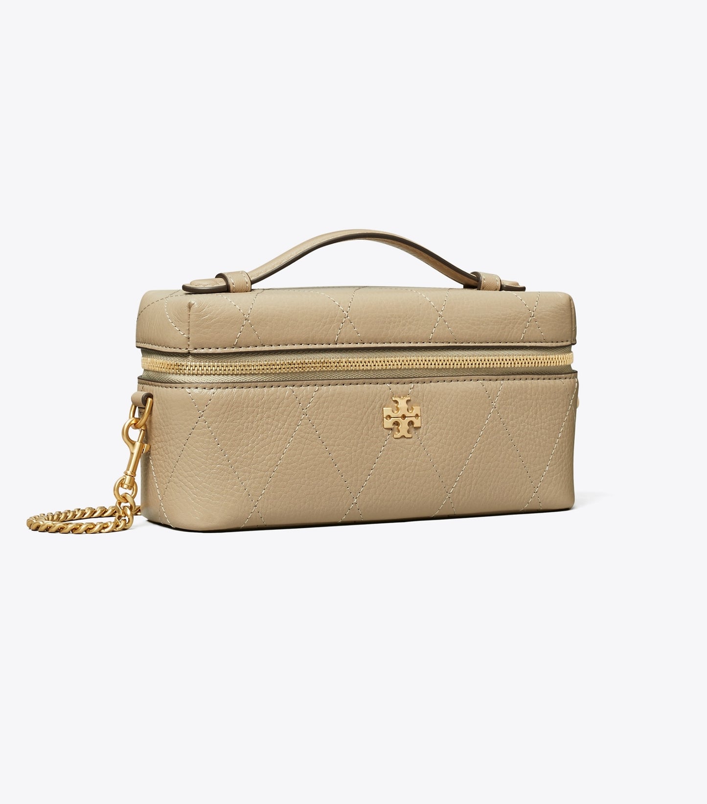 Tory Burch Charlie Quilted Vanity Case - Soft Cement