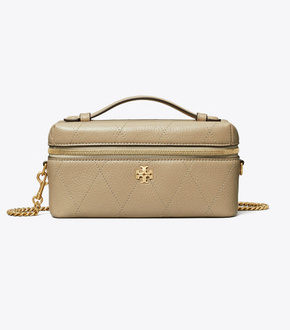 Tory Burch Charlie Quilted Vanity Case - Soft Cement