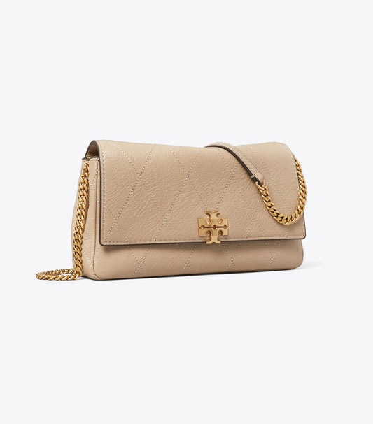 Tory Burch Charlie Quilted Chain Crossbody - Soft Cement