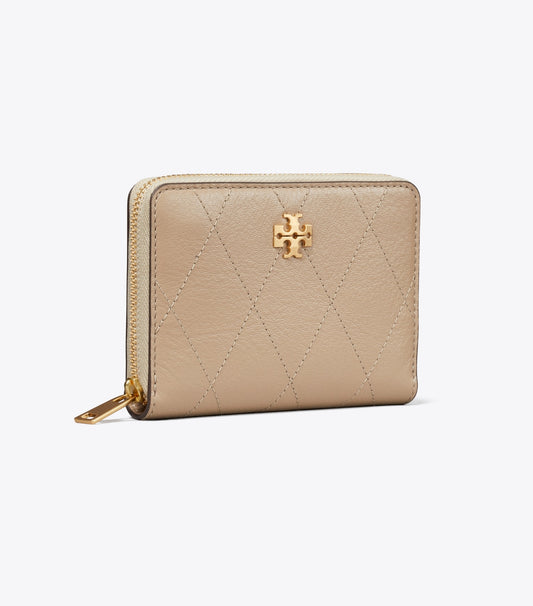 Tory Burch Small Charlie Quilted Zip-Around Wallet - Soft Cement
