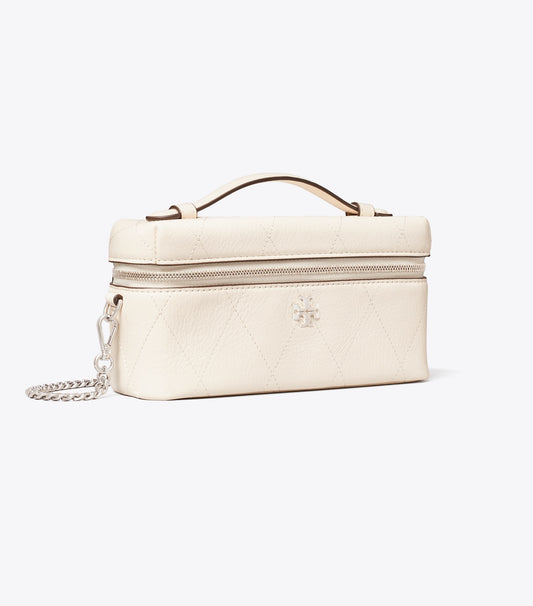 Tory Burch Charlie Quilted Vanity Case - Light Cream / Charms