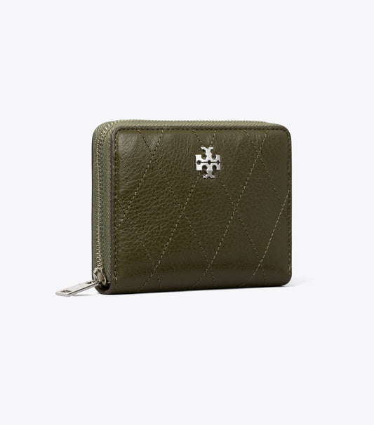 Tory Burch Small Charlie Quilted Zip-Around Wallet - Dark Olive