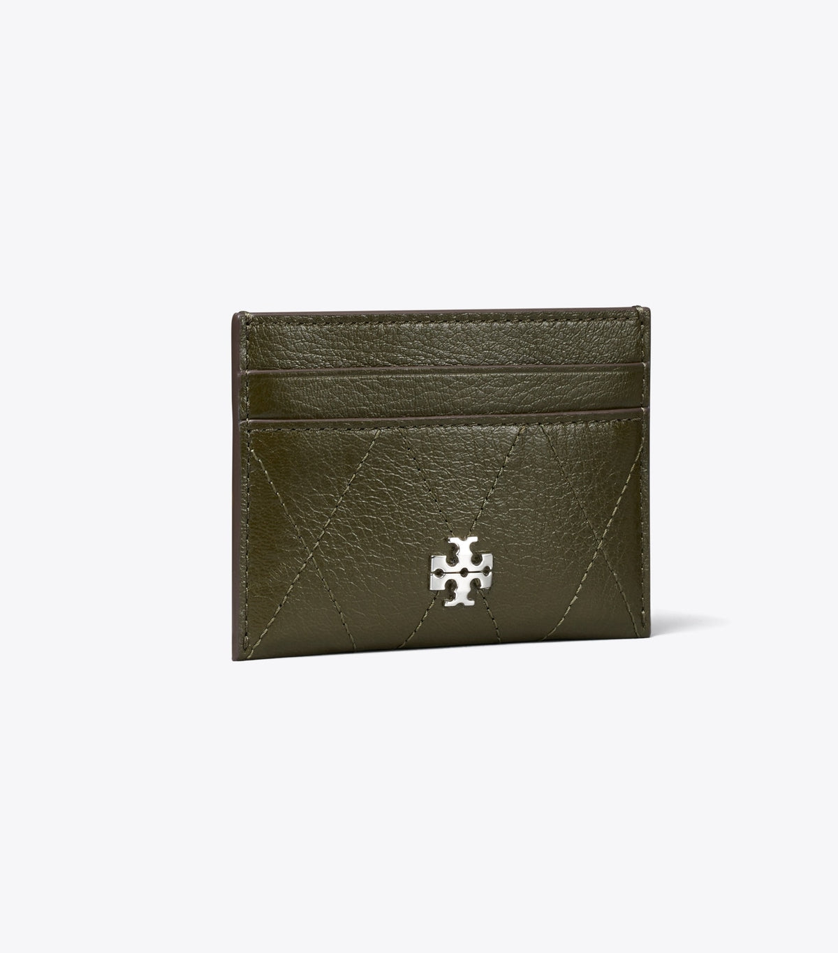 Tory Burch Charlie Quilted Card Case - Dark Olive