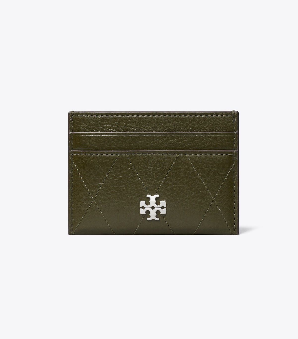 Tory Burch Charlie Quilted Card Case - Dark Olive