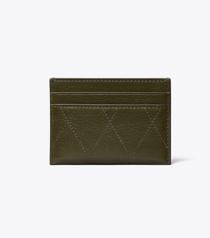 Tory Burch Charlie Quilted Card Case - Dark Olive