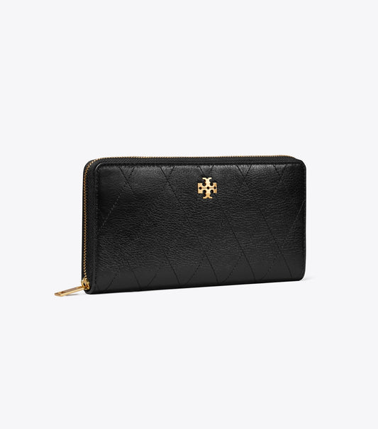 Tory Burch Charlie Quilted Zip Continental Wallet - Black