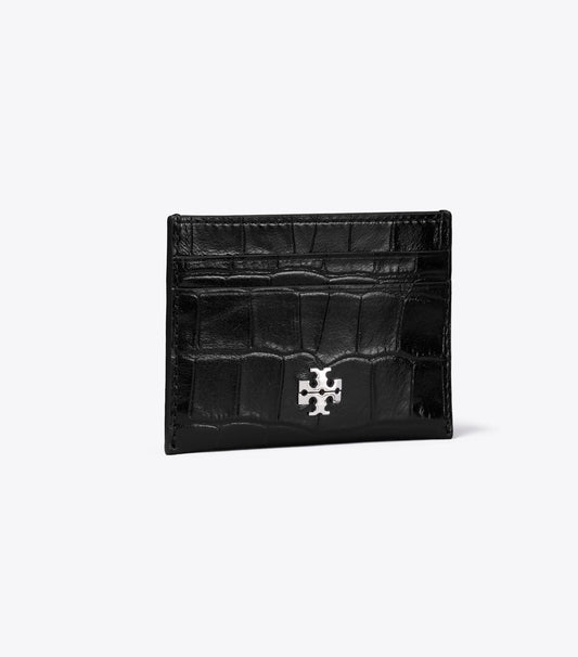 Tory Burch Charlie Croc-Embossed Card Case - Black