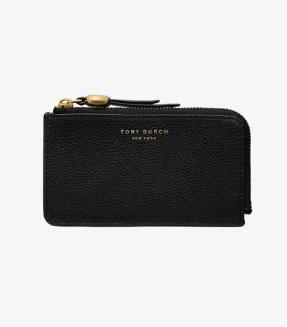 Tory Burch Leather Zip Card Case - Black
