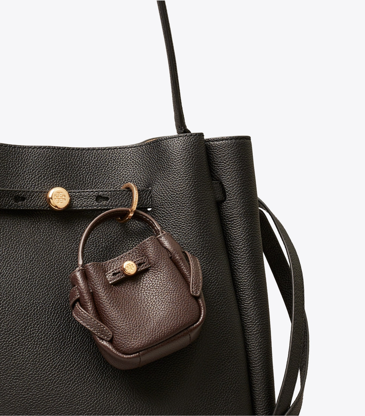 Tory Burch Romy Bucket Bag Charm - Deep Brown
