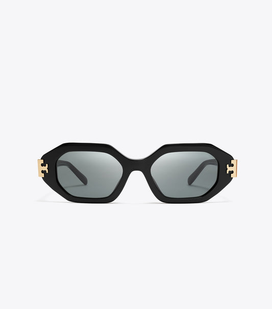 Tory Burch Eleanor Geometric Sunglasses - Black/Dark Gray