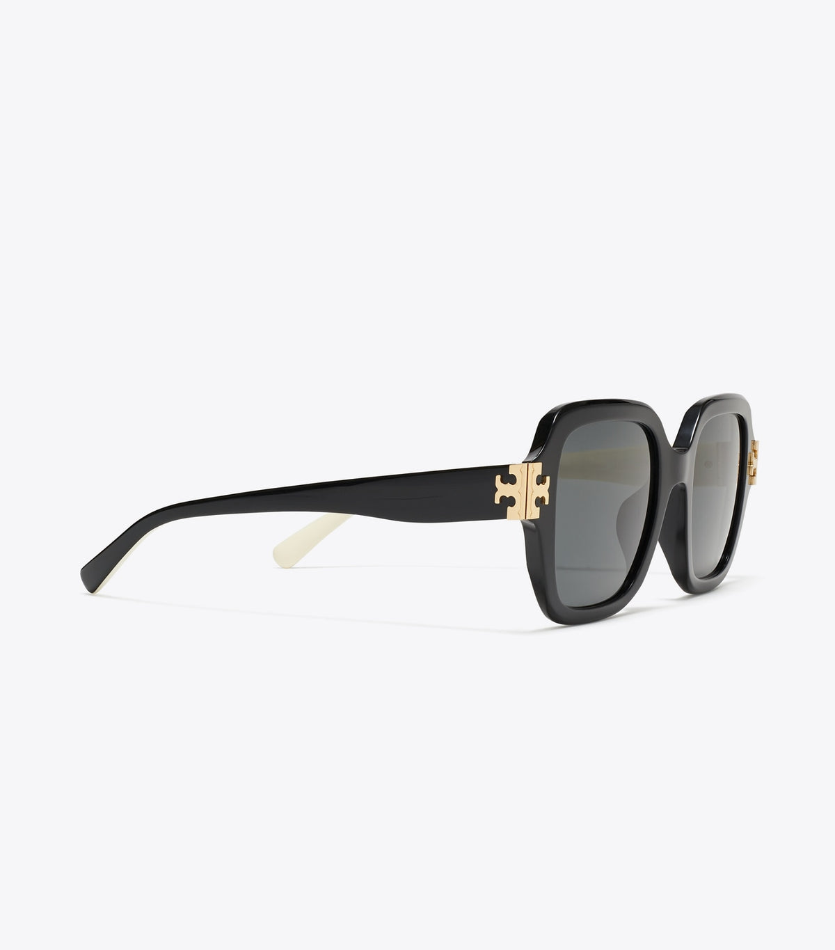 Tory Burch Eleanor Square Sunglasses - Black/Ivory/Dark Gray Solid