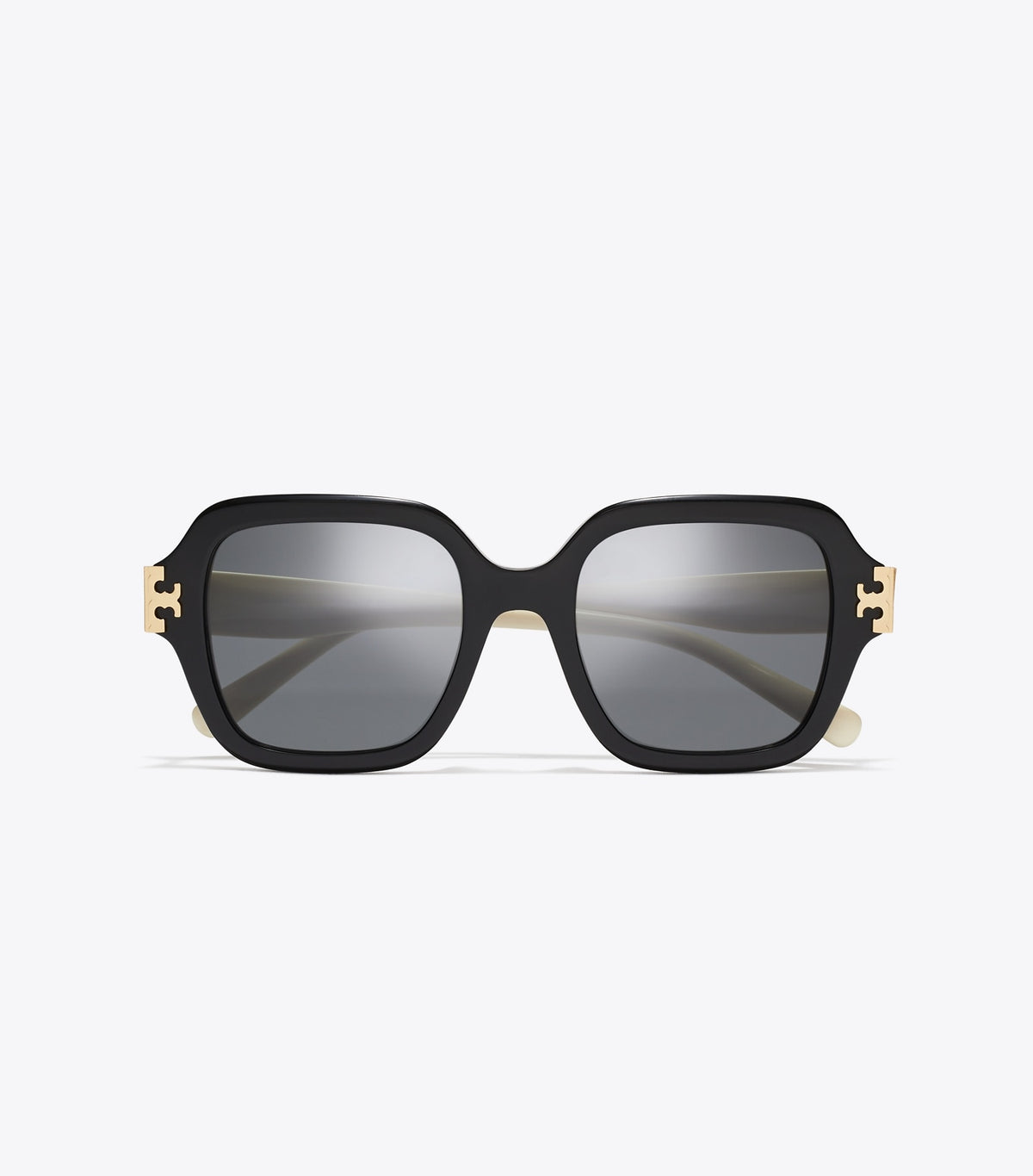 Tory Burch Eleanor Square Sunglasses - Black/Ivory/Dark Gray Solid