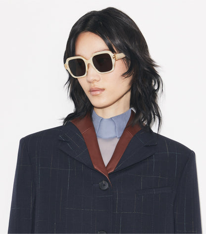 Tory Burch Eleanor Square Sunglasses - Black/Ivory/Dark Gray Solid