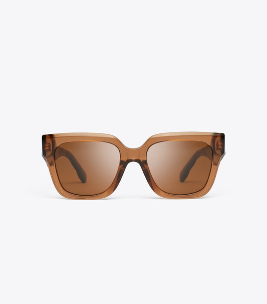 Tory Burch Kira Square Sunglasses - Transparent Whiskey