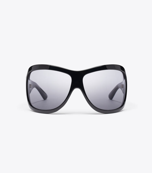 Tory Burch Runway Wrap Sunglasses - Black/Dark Grey