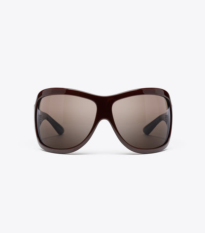 Tory Burch Runway Wrap Sunglasses - Red/Brown/Brown