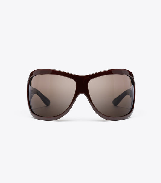 Tory Burch Runway Wrap Sunglasses - Red/Brown/Brown