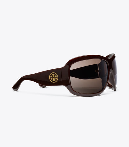 Tory Burch Runway Wrap Sunglasses - Red/Brown/Brown