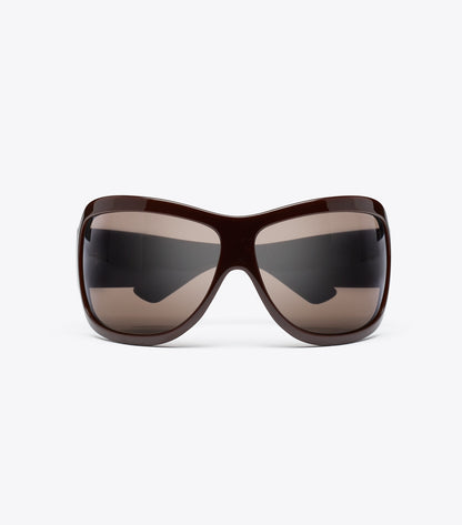 Tory Burch Runway Wrap Sunglasses - Red/Brown/Brown