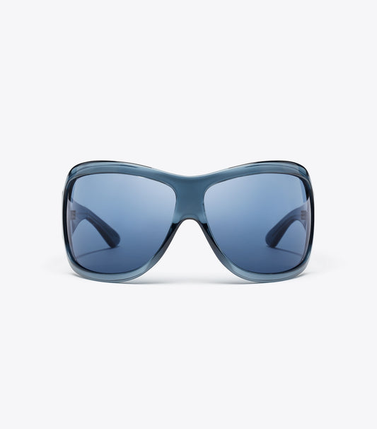 Tory Burch Runway Wrap Sunglasses - Transparent Navy/Dark Blue