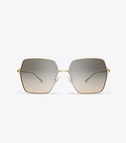 Tory Burch Miller Oversized Square Sunglasses - Light Rose Gold/Light Brown Gradient