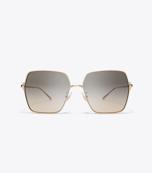 Tory Burch Miller Oversized Square Sunglasses - Light Rose Gold/Light Brown Gradient
