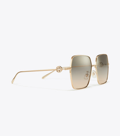 Tory Burch Miller Oversized Square Sunglasses - Light Rose Gold/Light Brown Gradient