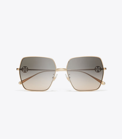 Tory Burch Miller Oversized Square Sunglasses - Light Rose Gold/Light Brown Gradient
