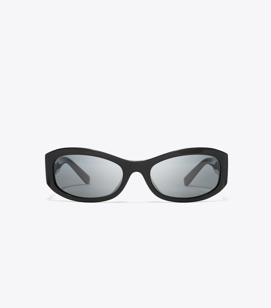 Tory Burch Miller Rectangle Sunglasses - Black/Dark Gray