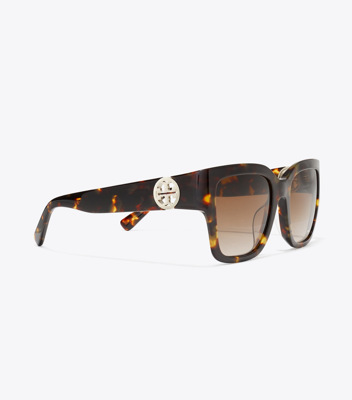 Tory Burch Miller Square Sunglasses - Dark Tortoise/ Solid Brown