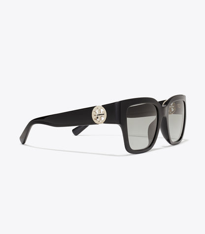 Tory Burch Miller Square Sunglasses - Black/Gray Gradient