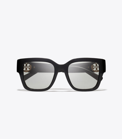 Tory Burch Miller Square Sunglasses - Black/Gray Gradient