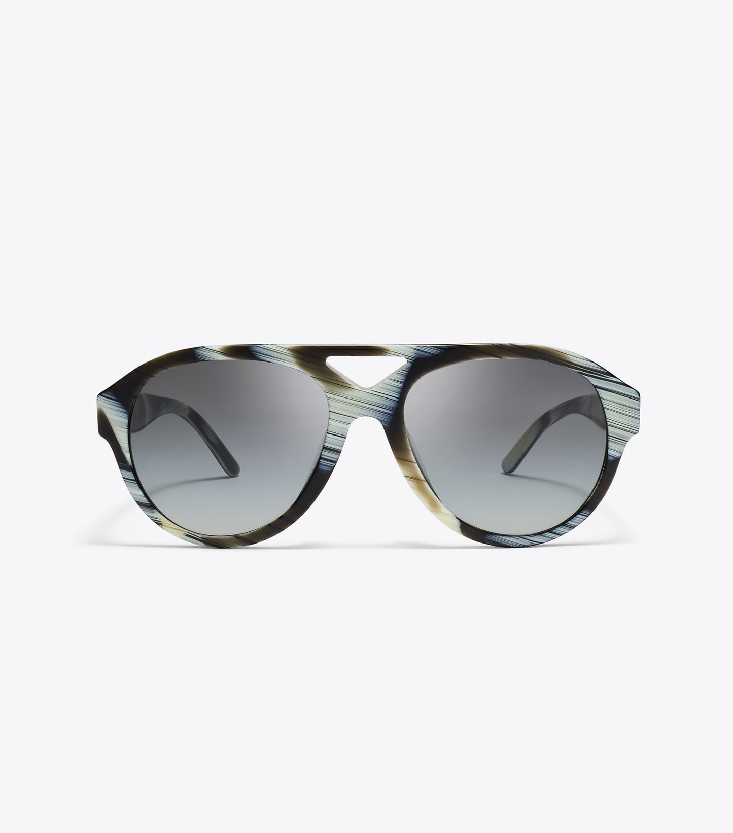 Tory Burch Miller Pilot Sunglasses - Ivory Brown Horn/Light Gray Gradient
