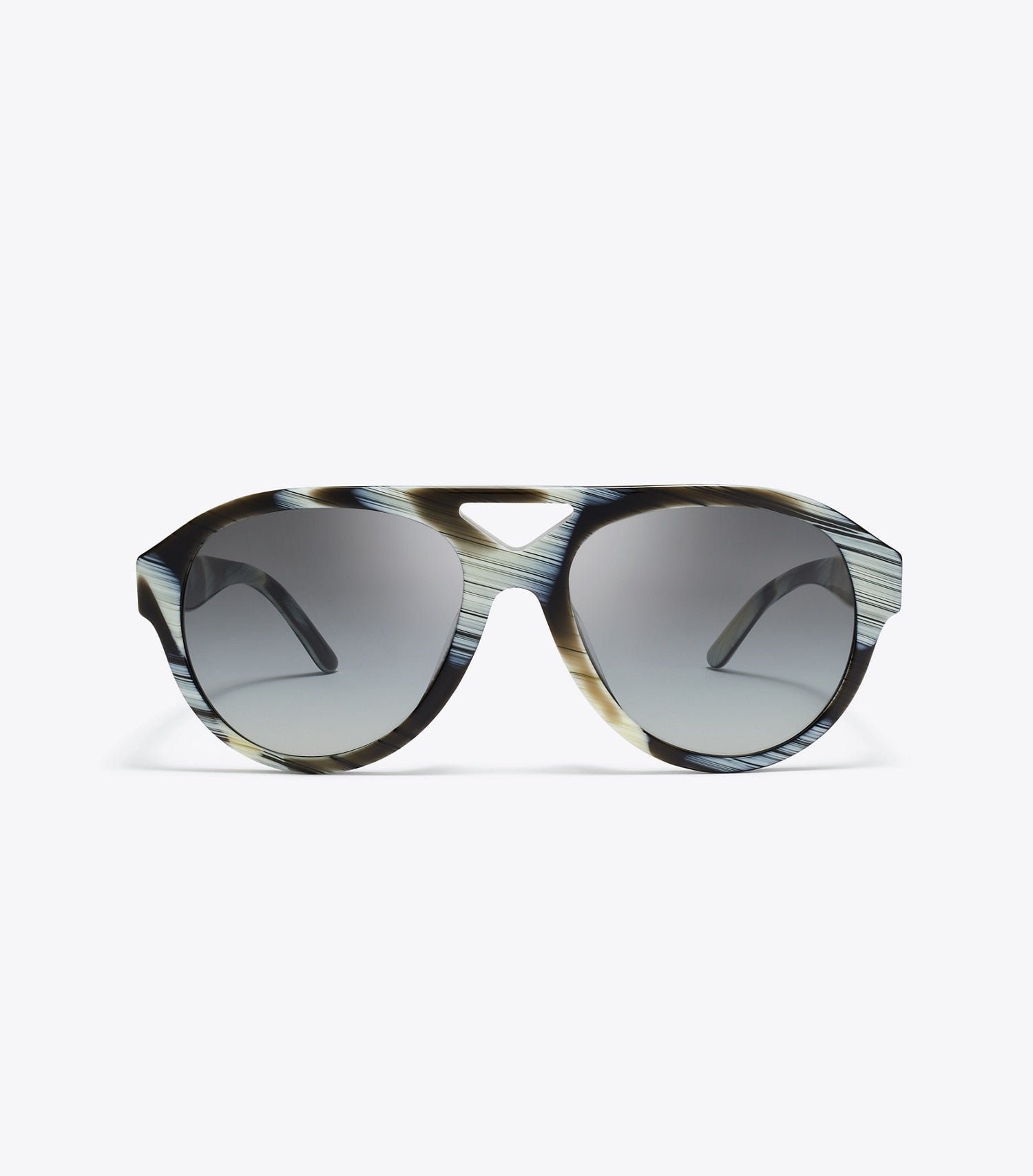 Tory Burch Miller Pilot Sunglasses - Ivory Brown Horn/Light Gray Gradient